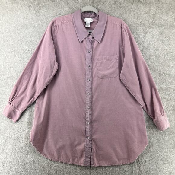 Soft Surroundings Top XL Lavender Button Up Corduroy Embroidered Western Angel - Picture 1 of 15